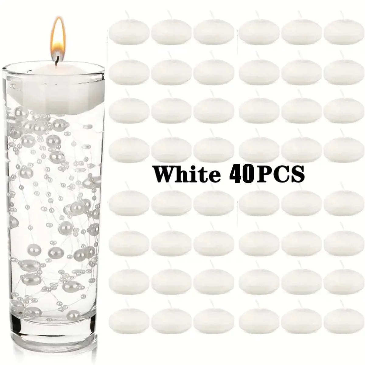 20pcs Ivory Floating Candles, Unscented Dripless, For Weddings, Christmas, Birthday Party, Cylinder Vases, And Home Decorations