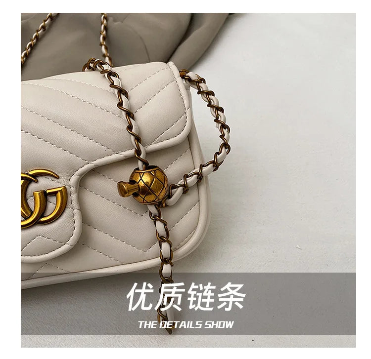 Fashion Design Women's Small Square Stylish Handbag Luxury Chain Crossbody Shoulder Handbags Luxury Embroidered Check Square Bag