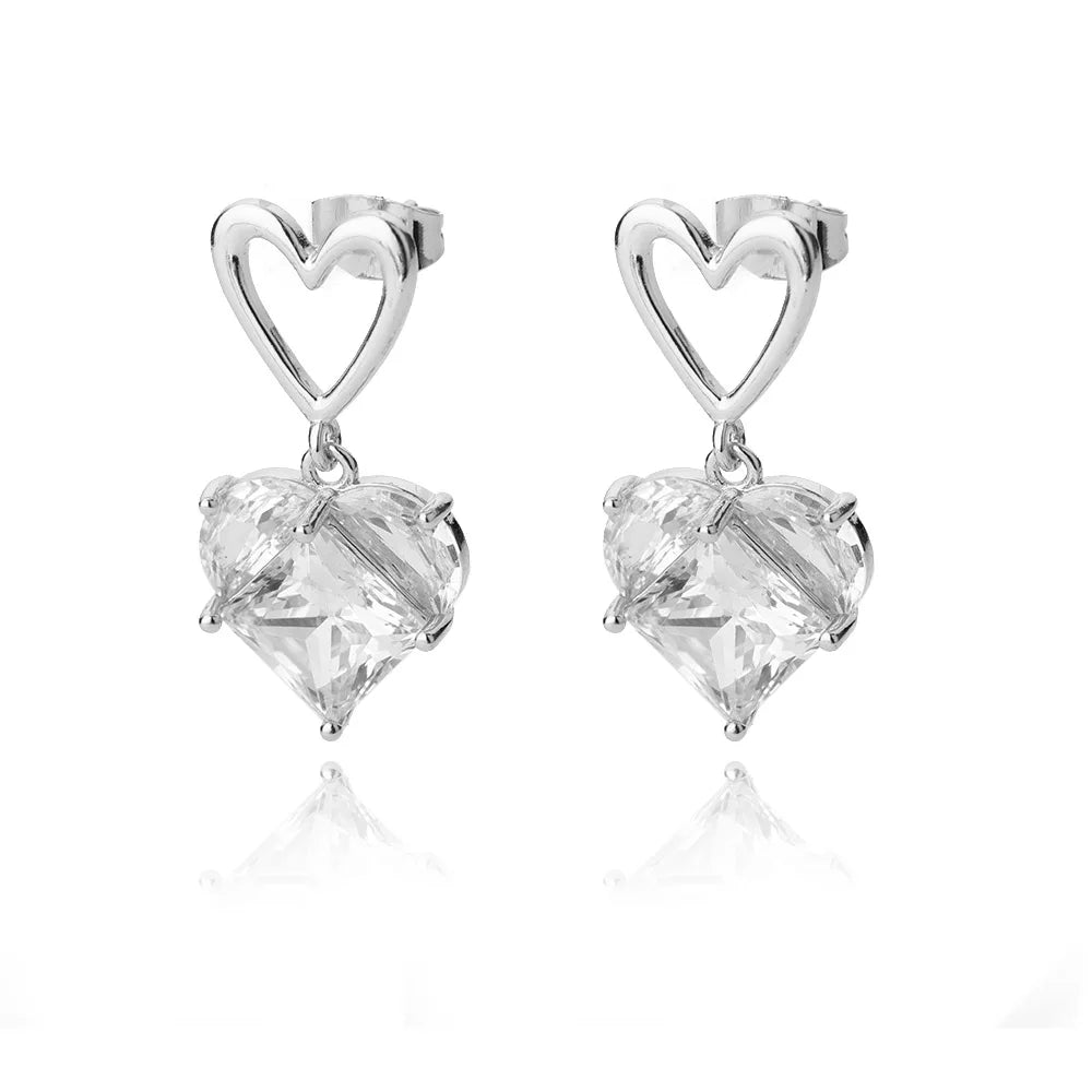Simple Heart Drop Earrings For Women Stainless Steel Brand Fashion Ear Cuff Piercing Dangle Earring Jewelry Gifts Bijoux Femme