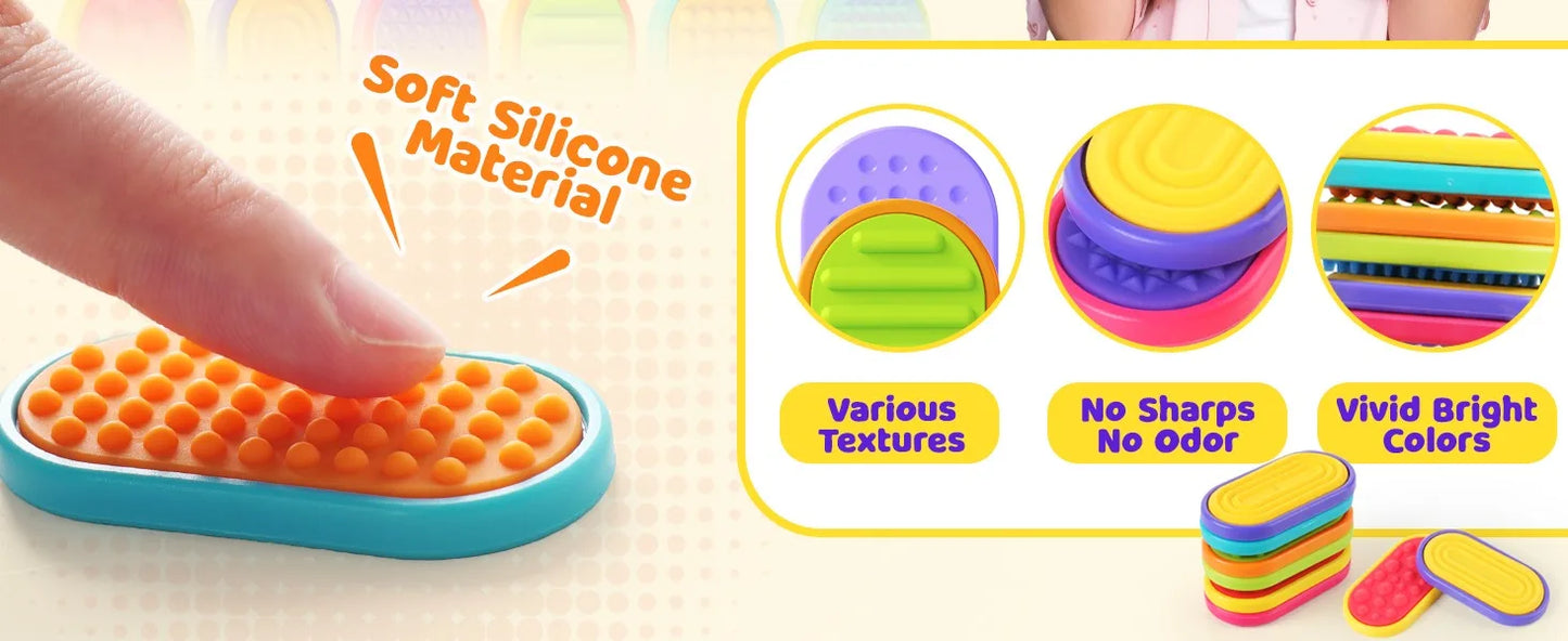 6/12/18PCS Silicone Sensory Strip Fidget Toys Kids Autism Decompression Calming Fidgeting Toy Adults  Anxiety Relief Sensory Toy