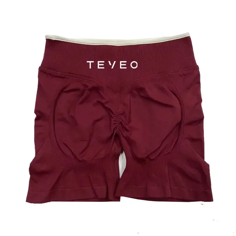 TEVEO Women's Sports Yoga Shorts Fitness Cycling Elastic Sports Pants Ignite Sculpt Scrunch Short Yoga Bra Set leggings