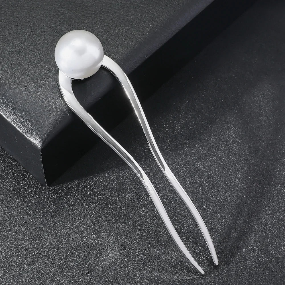 Vintage Metal U-Shaped Hair Fork Fashion Geometric Irregular Alloy Hairpin Clips Headwear Women Girls Simple Hair Sticks Gifts