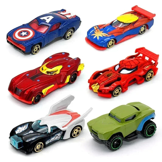 6Pcs/set Marvel Racing Cars Avengers Car Captain America Hulk Ironman Spiderman Venom Action Figures Kids Birthday Gift