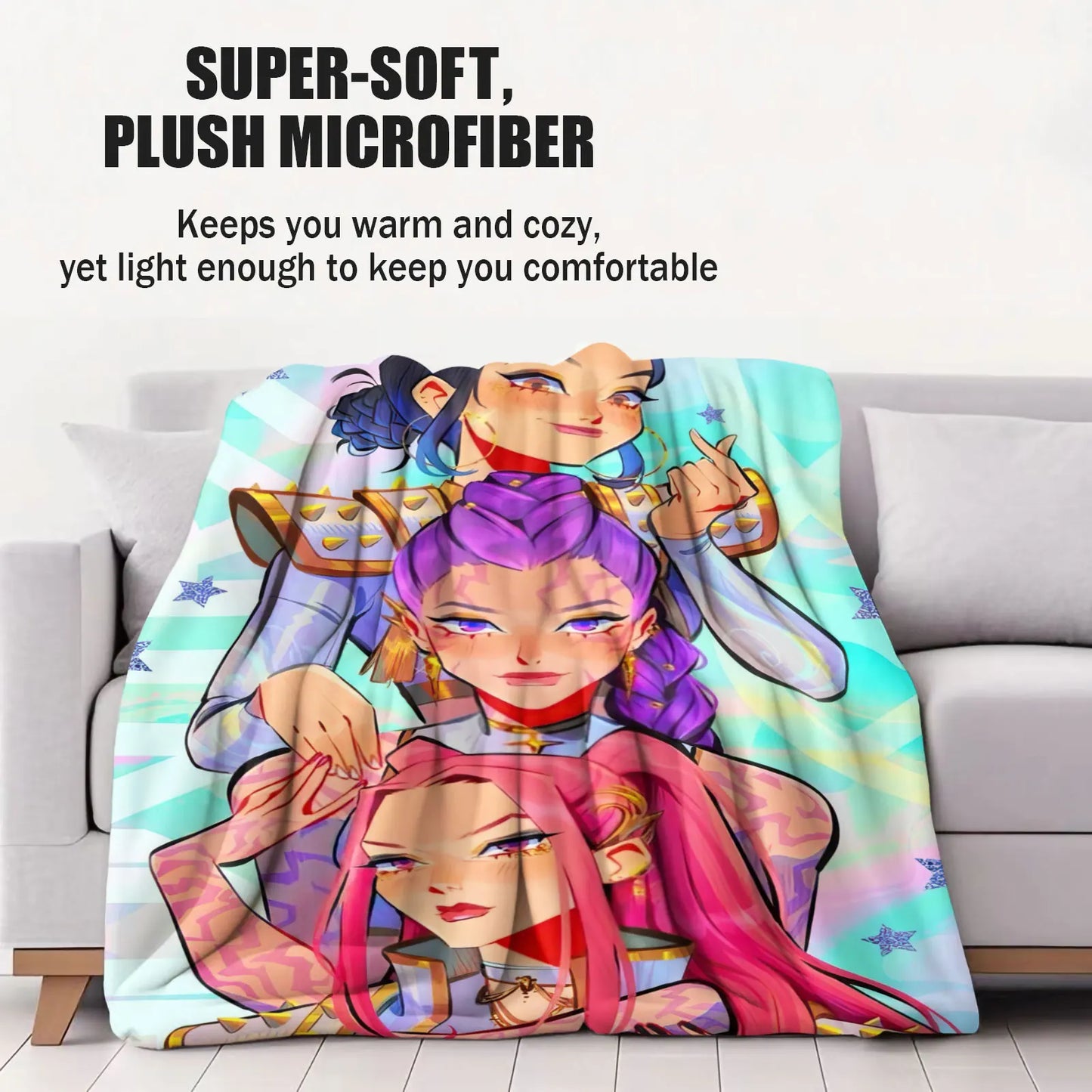 K Pop Demon Hunters Blanket Flannel Blanket Hot Anime Fan Gift Warm for Home Sofa Cover Camping Travel Multifunctional Blanket