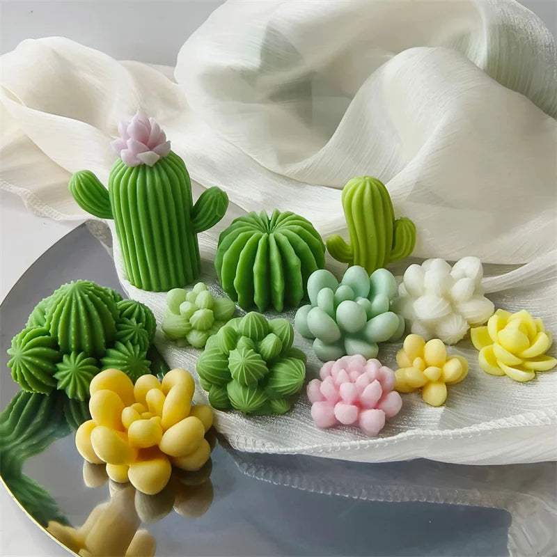 3D Silicone Candle Soap Mold Cactus Succulents Plaster Cement Mold Home Decoration DIY Aromatherapy Wedding Gifts silicone molds