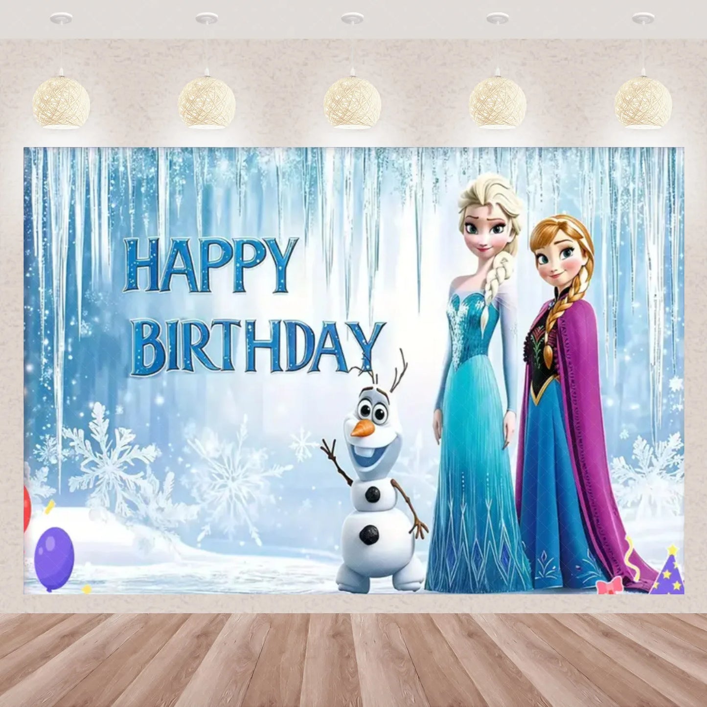 Frozen Elsa Anna Princess Theme Backdrop Frozen Birthday Party Decoration Baby Shower Supplies Background Photo Prop Girl Gift