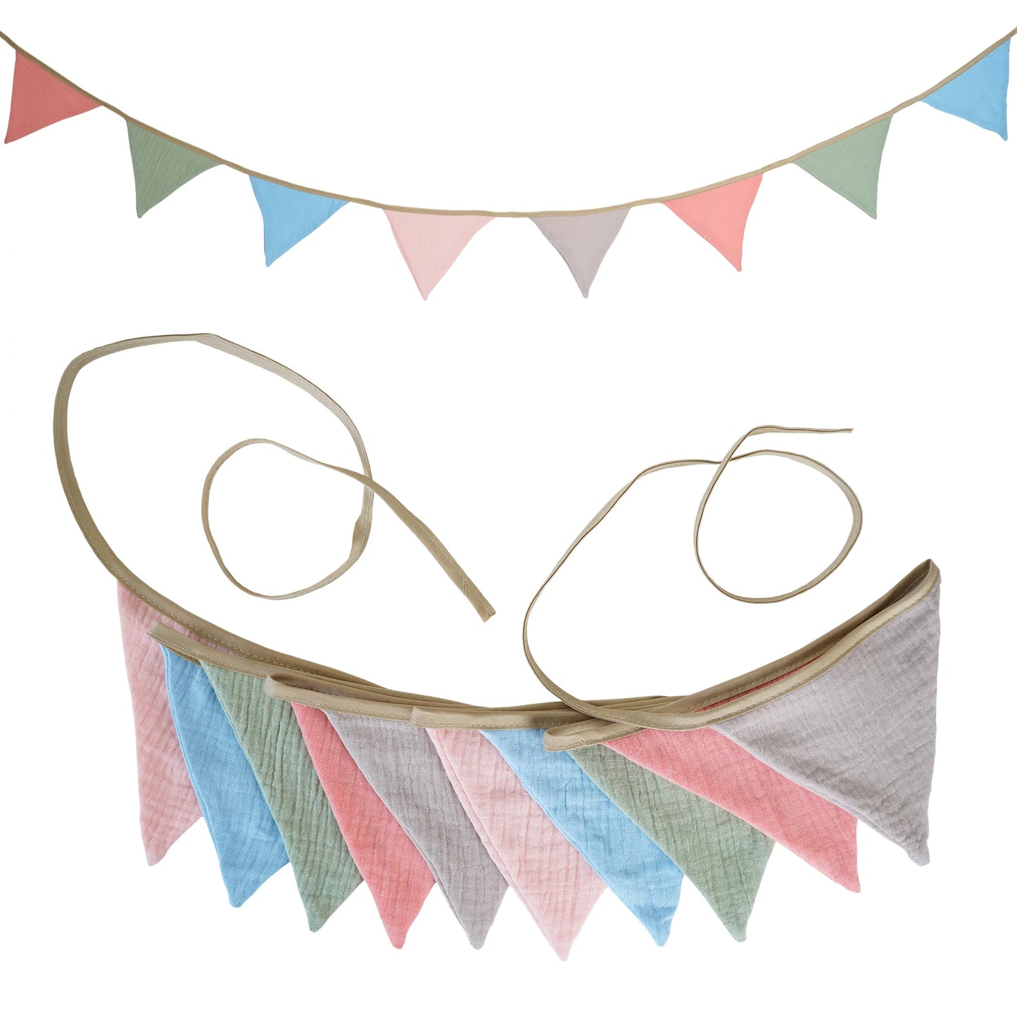 2.6M Nursery Fabric Bunting 10 Triangle Pennant Flags Party Decor Banner Home Baby Shower Carnival Garland