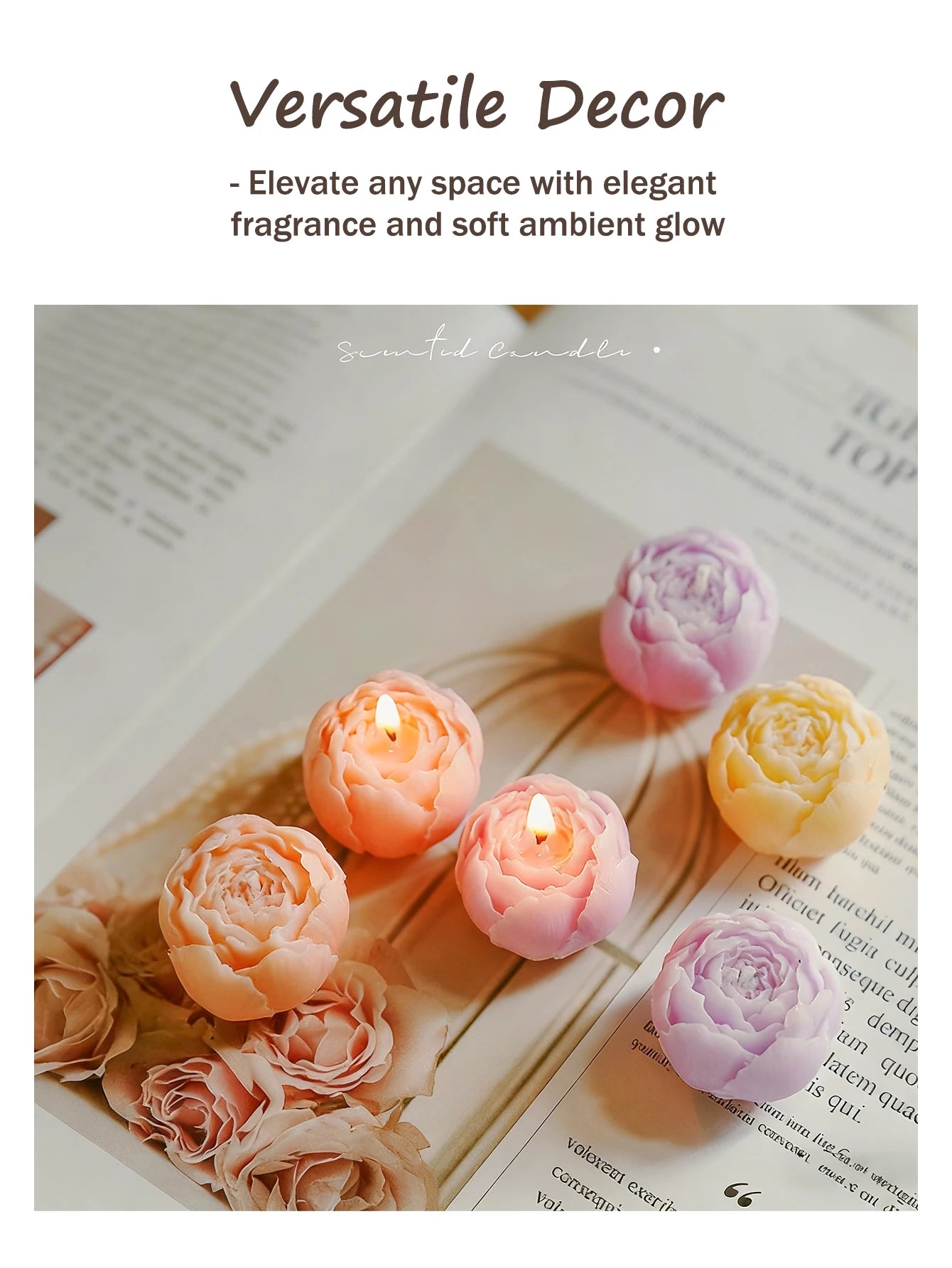 4-Pack Rose Scented Candle Gift Set ,Handmade, Elegant Room Decor, Gifts for women(Birthday/Valentine's Day/Wedding/Anniversary)