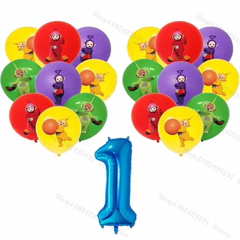 Teletubbies Birthday Party Decoration Tableware Set Paper Plates Balloons Banner Tablecloth For Kids Baby Shower Party Supplies