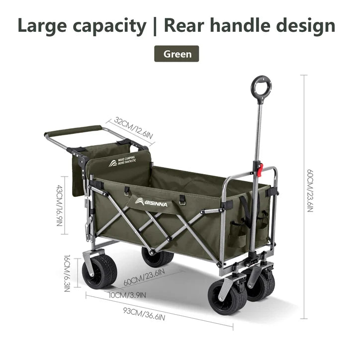 BISINNA Camping Wagon Cart Folding Utility Heavy Duty Large Capacity Trolley Outdoor Shopping Picnic Collapsible Hand Truck