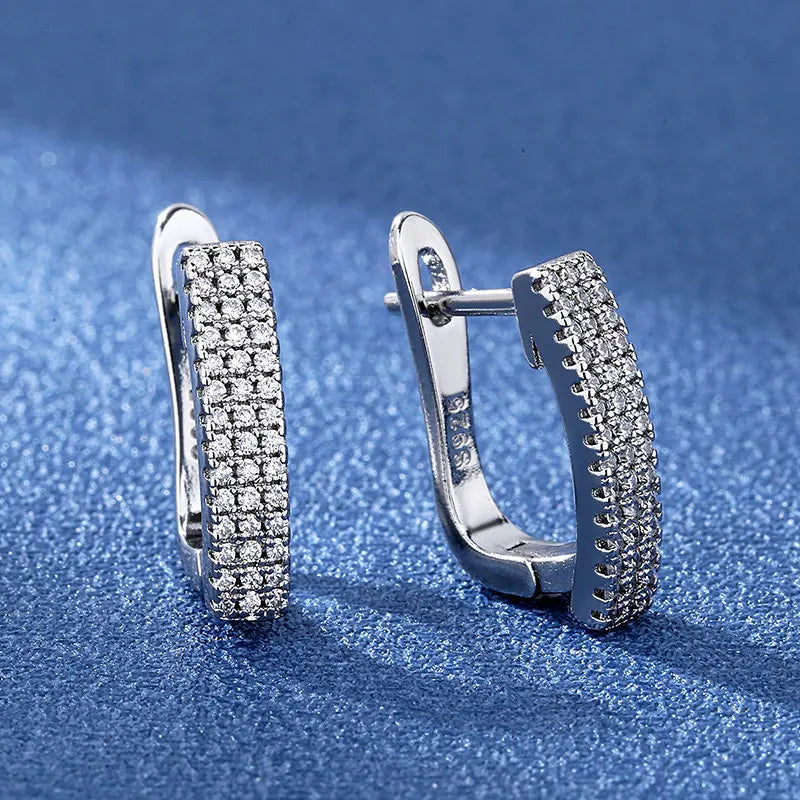 925 Sterling Silver Earrings Jewelry High Quality Retro Simple Pattern Purple White Zircon Earrings Hot Sale