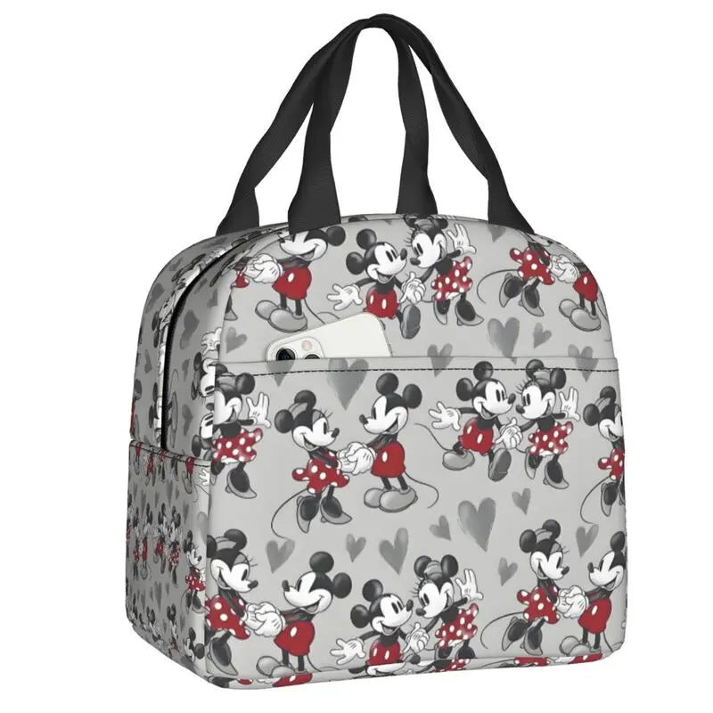 Custom Mickey Pink Minnie Mouse Lunch Bag Women Creative Design Cooler Warm Insulated Lunch Box for Kids School