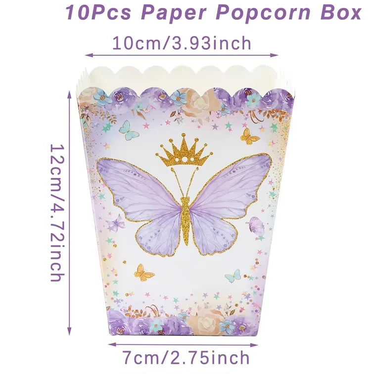 Purple Butterfly Party Decoration Disposable Paper Plates Napkins Cups Straw Tableware Set for Butterfly Birthday Party