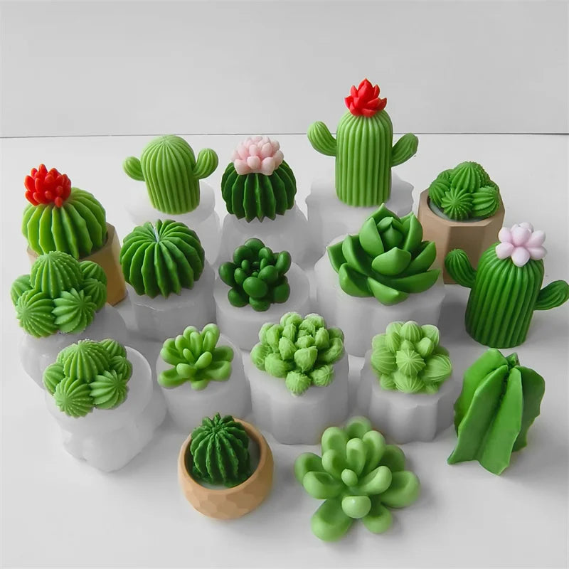 3D Silicone Candle Soap Mold Cactus Succulents Plaster Cement Mold Home Decoration DIY Aromatherapy Wedding Gifts silicone molds