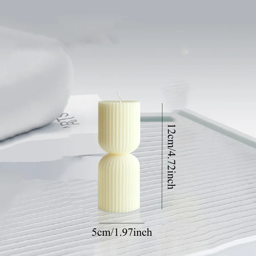 Nordic Minimalist Ribbed Cylinder Pillar Scented Candle Soy Wax Aromatherapy Candle Home Decor