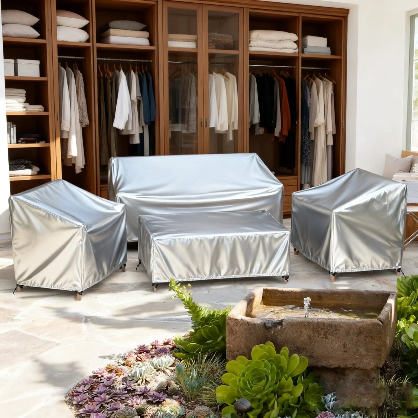 Patio Sofa Cover Waterproof - with Table and Chair Covers Set, All-Weather
