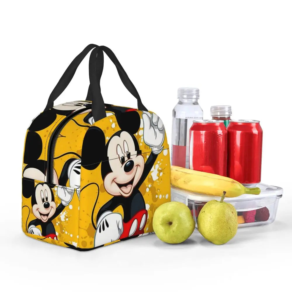 Custom Mickey Pink Minnie Mouse Lunch Bag Women Creative Design Cooler Warm Insulated Lunch Box for Kids School