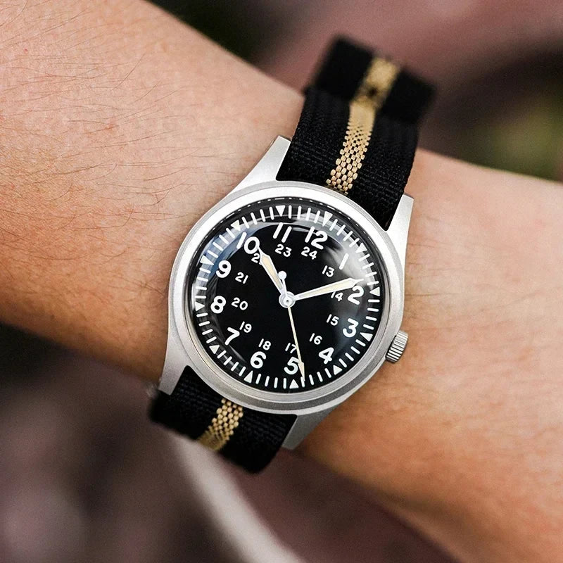 2025 New RDUNAE RA03 34.5mm Military Men Vintage Quartz Watch G10 Miyota 2035 Watches K1 Mineral Glass Stainless Steel Wristwatc