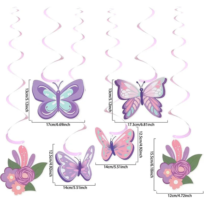 Purple Butterfly Party Decoration Disposable Paper Plates Napkins Cups Straw Tableware Set for Butterfly Birthday Party