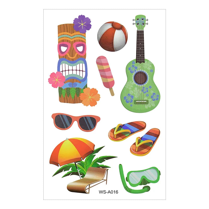 Hawaiian Party Aloha Temporary Tattoo Sticker Waterproof