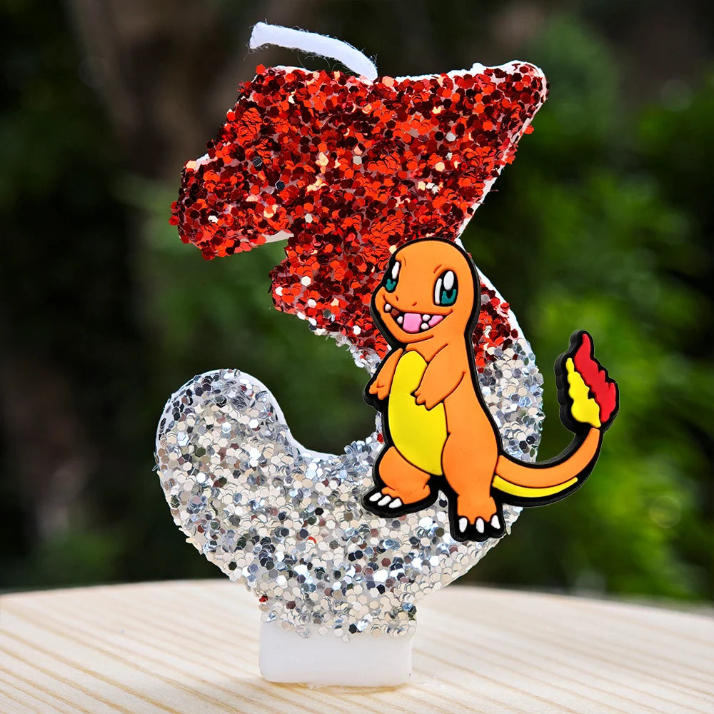 Pokemon Candle Number 0-9 Soccer Candle Pikachu Cake Decoration Boy Birthday Party for Kids Baby Shower Decor Gift