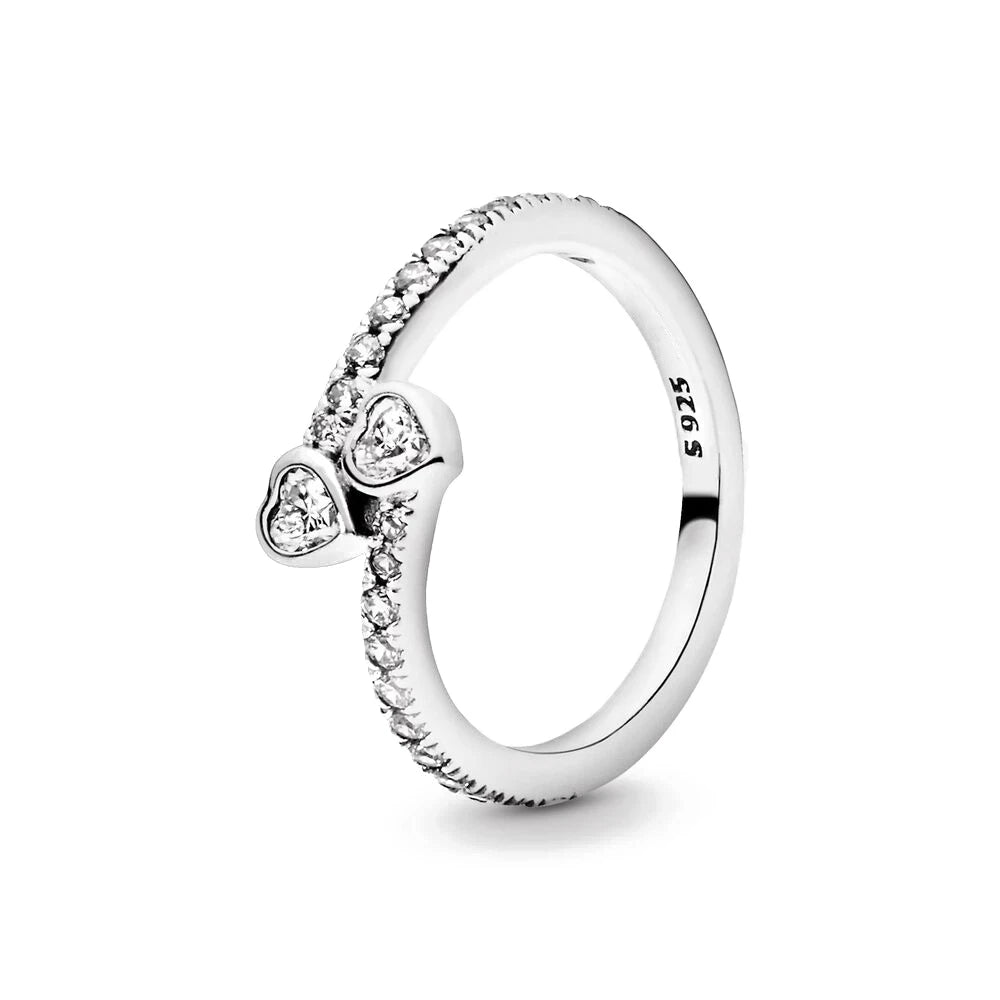 New White Series Original 925 Sterling Silver Women Finger Rings for Women Silver Daisy Mom heart Zirconia Stone Luxury Jewelry