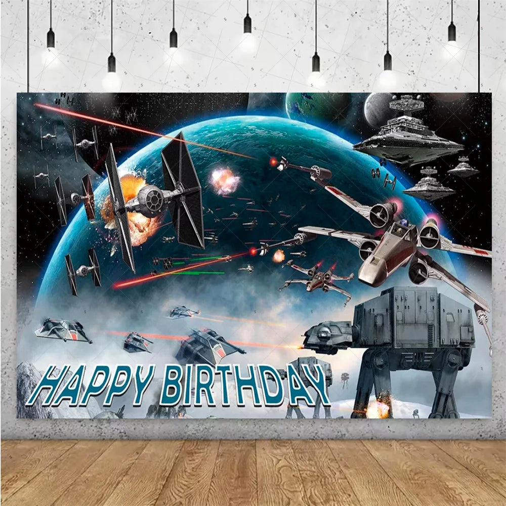 Film Star Wars Theme Birthday Party Decorations Cake Topper Number Balloons Background Yoda Master Robot Backdrop Supplies Gifts