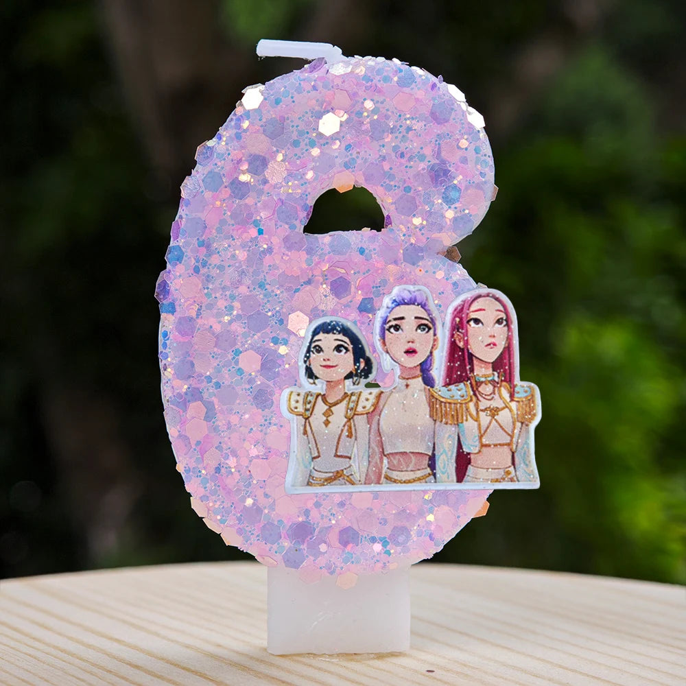 Kpop Demon Hunters Candle Number 0-9 Soccer Candle Cake Decoration Birthday Party for Kids Baby Shower Decor Gift