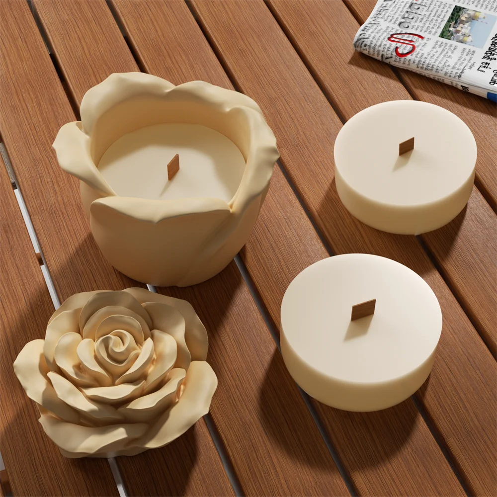 Nicole Eternal Rose Candle Jar Concrete Mold Candle Refill Silicone Mold DIY Handmade Gifts Tools Home Decor
