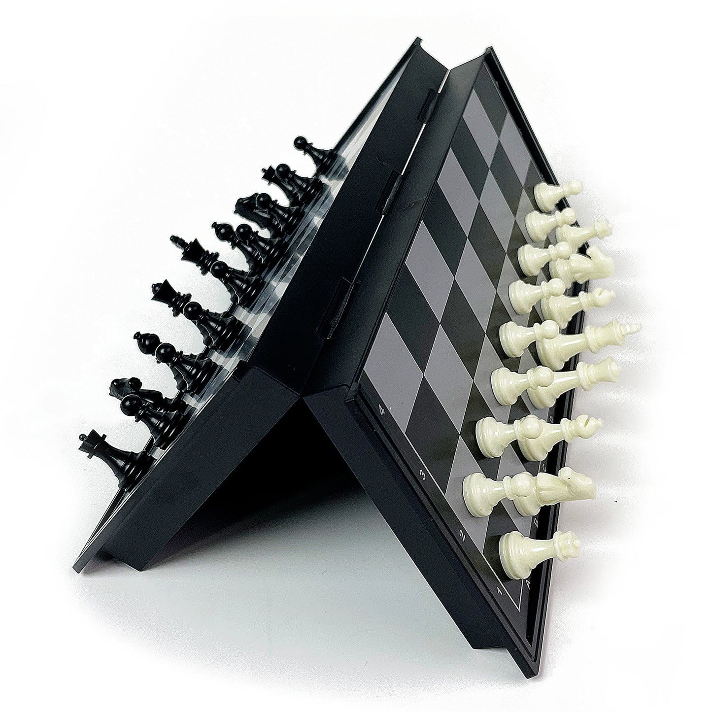 2 in 1 Foldable Magnetic Chess and Checkers Board Game Portable Plastic Chessboard Tabletop Travel Outdoor Game Set