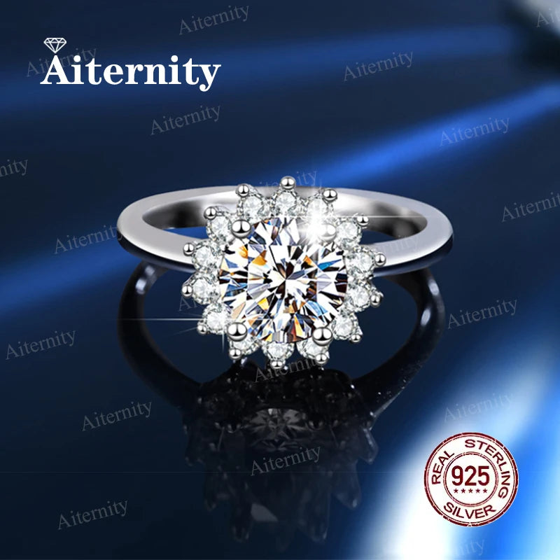 Moissanite And Zircon Ring D VVS1 Adjustable Size S925 Sliver Wedding Rings for Women Jewelry Party Fashion Top Quality Ring