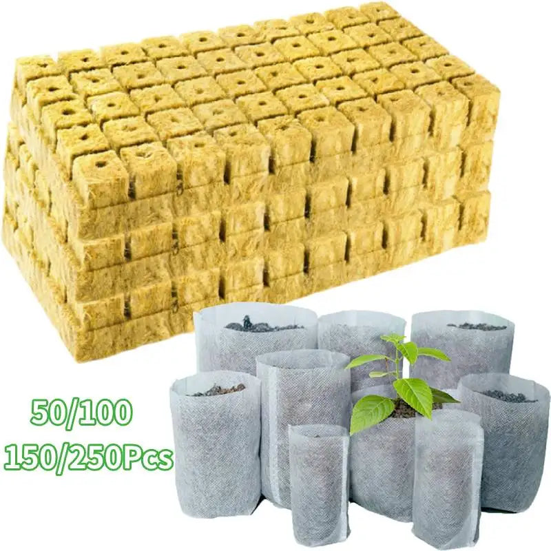 50/100/250Pcs Hydroponic Rockwool Growing Medium, Professional Soilless Cultivation Cubes for Seed Starting & Plant Propagation