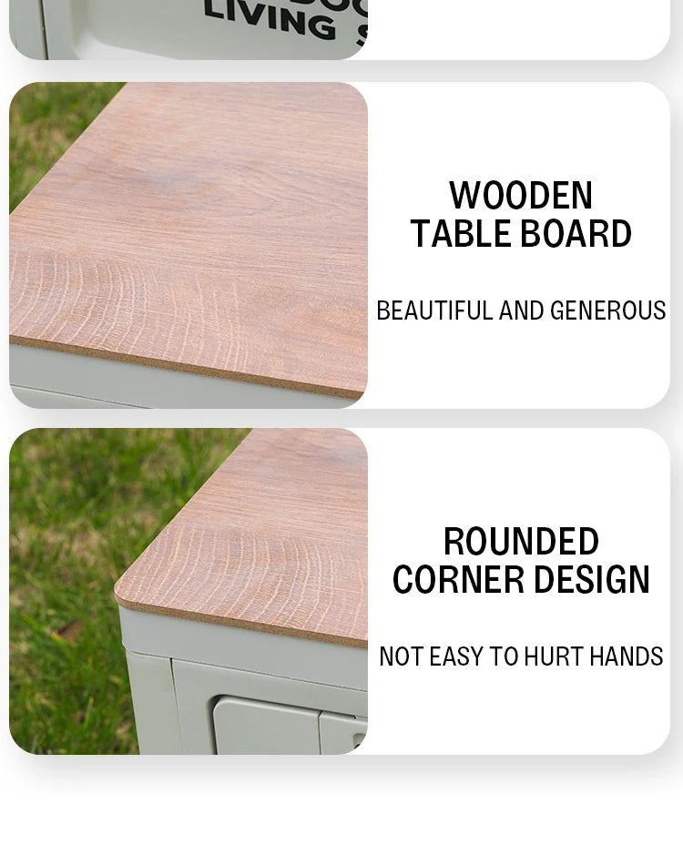 Outdoor Storage Box Camping Folding Box Camping Organizer Car Trunk Wooden Lid Industrial Air Storage Box