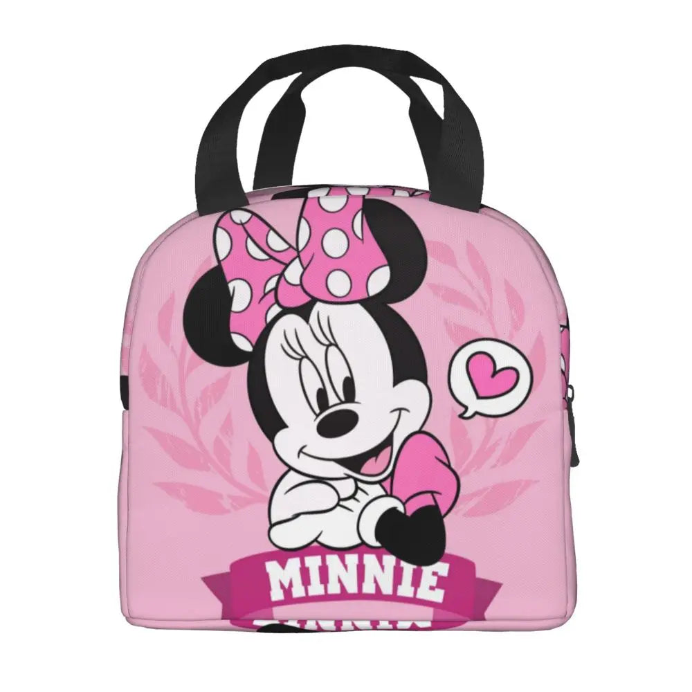 Custom Mickey Pink Minnie Mouse Lunch Bag Women Creative Design Cooler Warm Insulated Lunch Box for Kids School