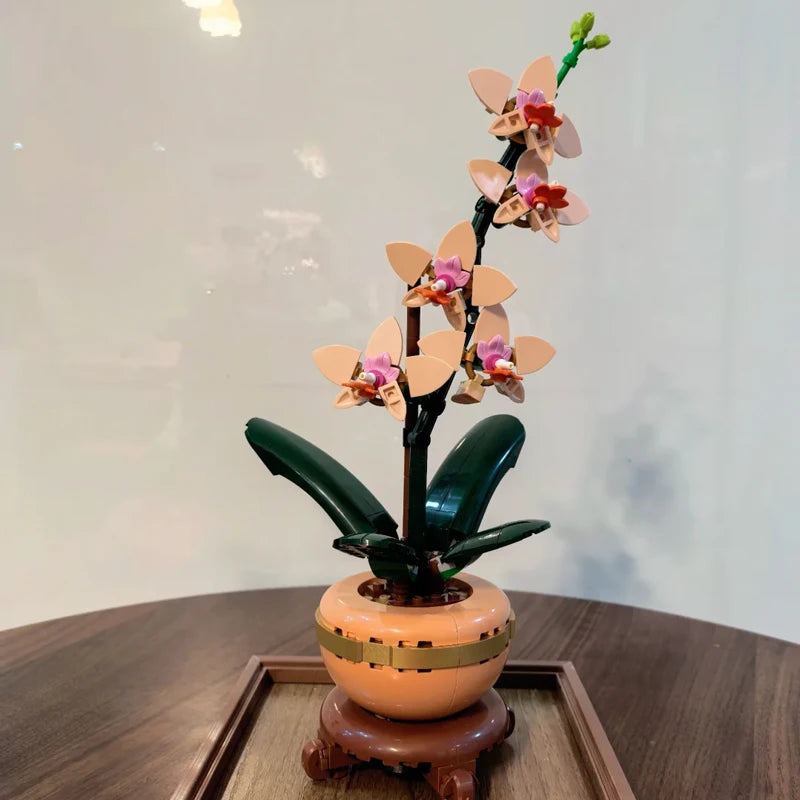 Creative Plum Blossom 10343 10369  Lucky Flower Building Blocks Orchid Chrysanthemum Bricks Toy Gift For Kids Adult 10344 10368