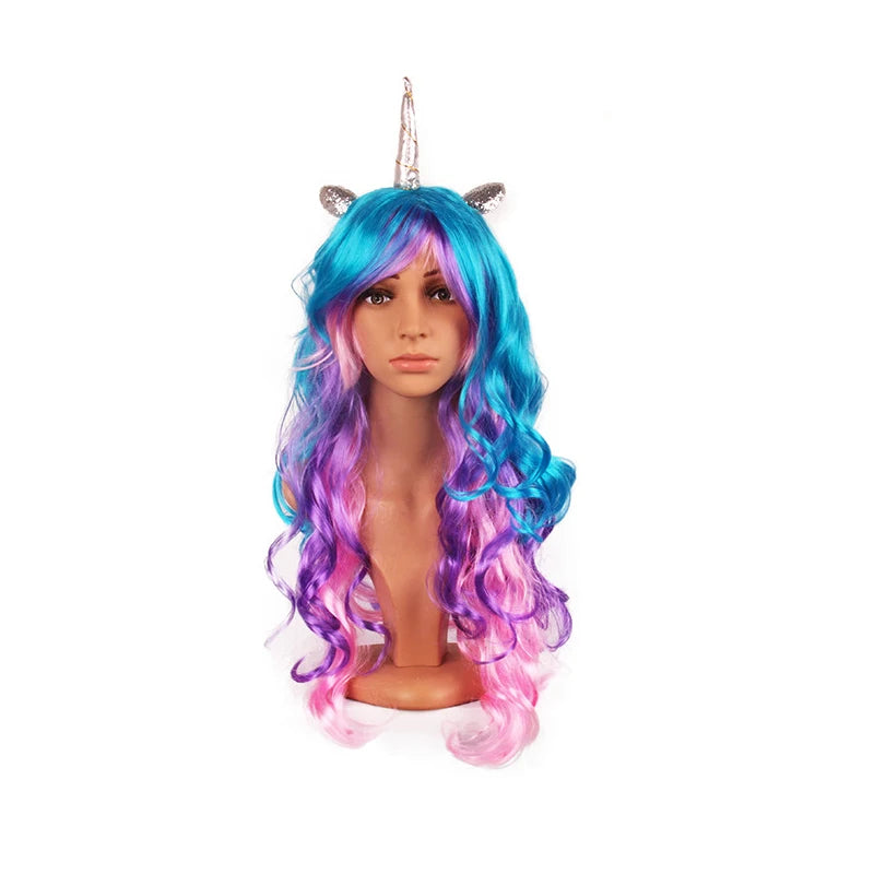 Summer Dress Girl Unicorn Cosplay Costume Children's Day Mesh Rainbow Tulle Princess Dress for Birthday Gift Kids Fashion Dress