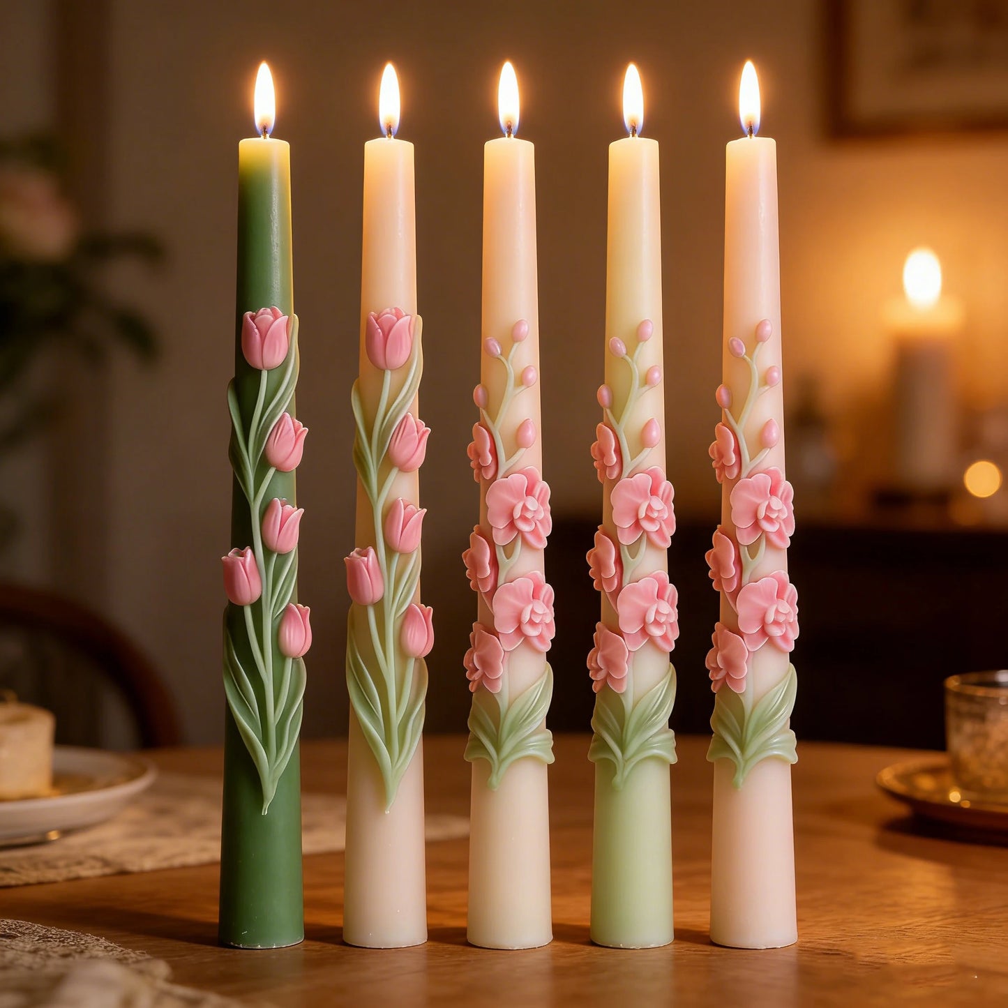 3D Long Stem Phalaenopsis Orchid Floral Relief Candle Silicone Mold DIY for Plaster Wax Resin Candle Holder Home Decor Gift