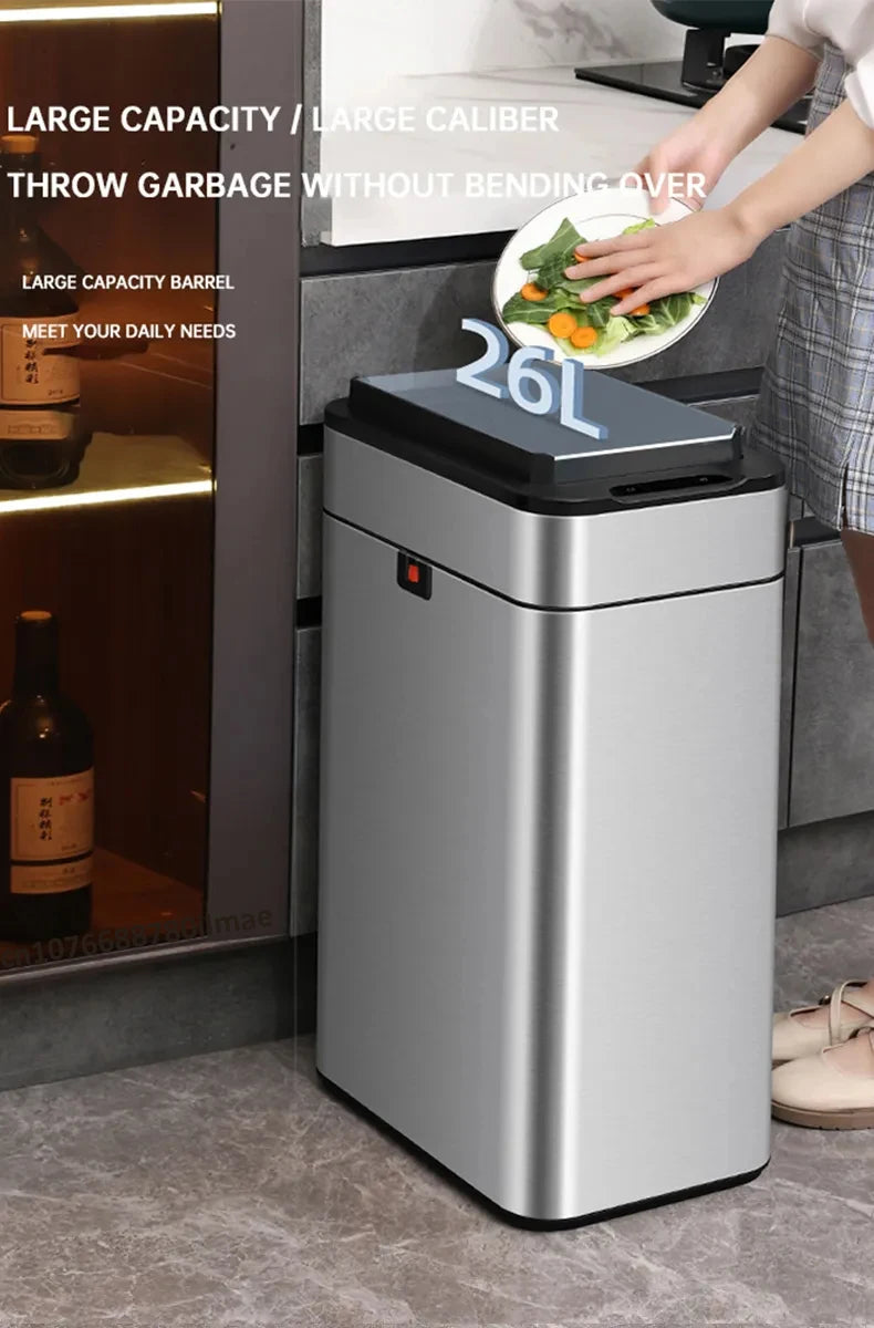 Smart Trash Can 15L 20L 30L 40L 50L 60L Stainless Steel Waste bin High Trash Cans Garbage Bin for Kitchen Trash Can Wastebasket