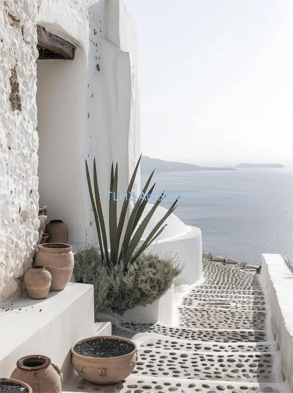 Modern Greece Summer Coast Santorini Travel Landscape Posters and Prints Canvas Printing Wall Art Picture for Living Room Decor