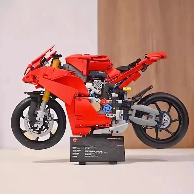 2025 MOC Technical 42202 Ducatis Panigales V4 S Motorcycle Building Blocks Model Mechanical Group Bricks Toys Children Boy Gift