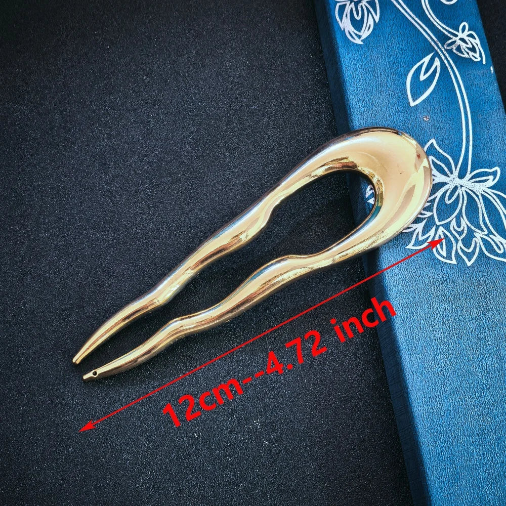 Vintage Metal U-Shaped Hair Fork Fashion Geometric Irregular Alloy Hairpin Clips Headwear Women Girls Simple Hair Sticks Gifts