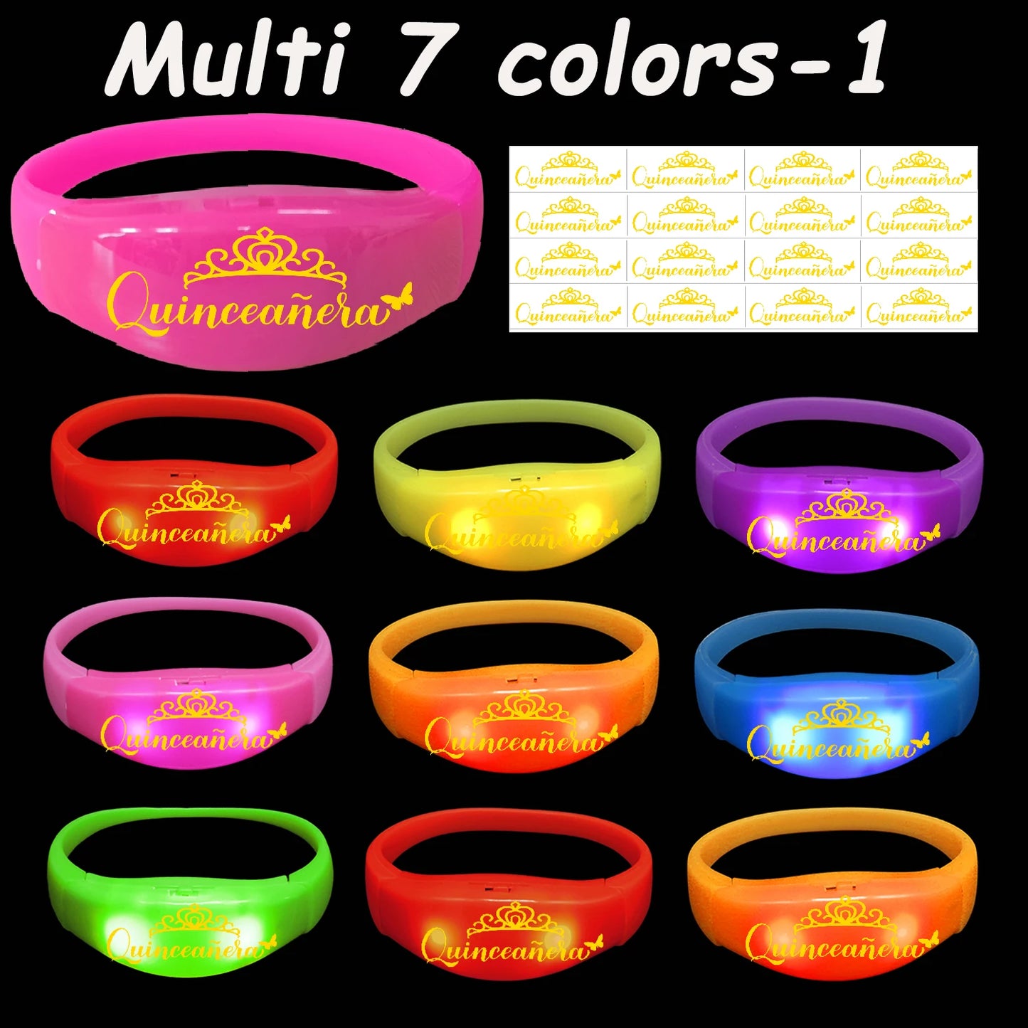 30-200Pcs Quinceanera Music & Sound Activated LED Bracelet Glow Recuerdos Para 15 Años XV Quinceañeras decorations Party Favors
