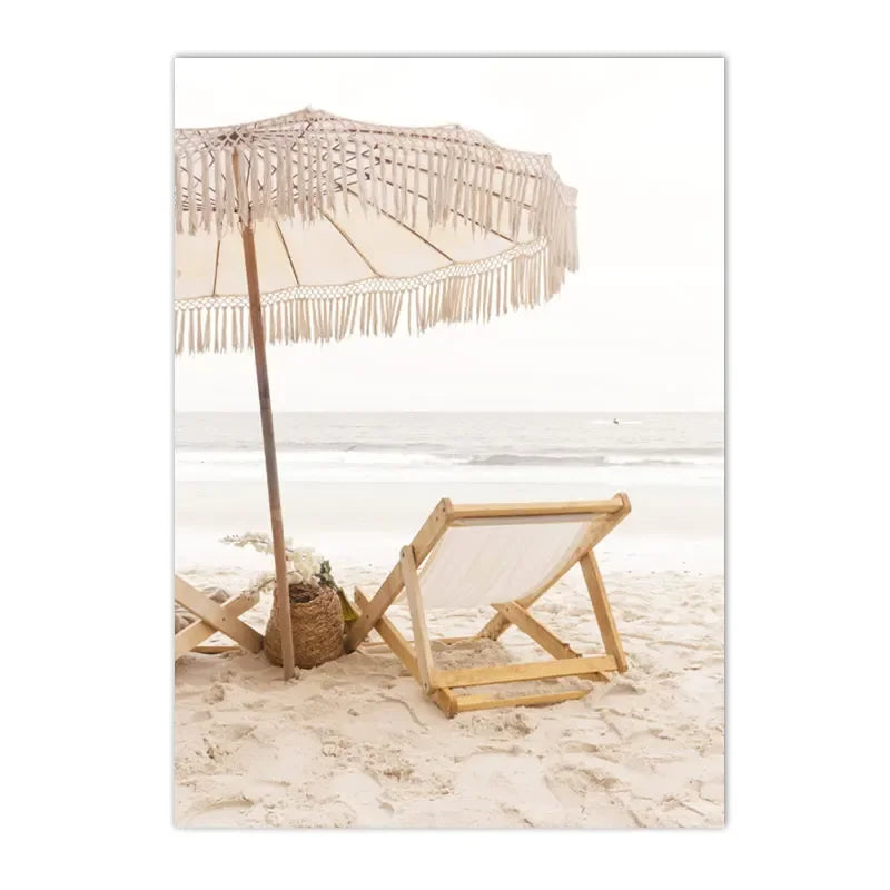 Boho Nordic Beige Beach Starfish Shells Reeds Bike Wall Art Canvas Painting Posters And Prints Pictures Living Room Home Decor