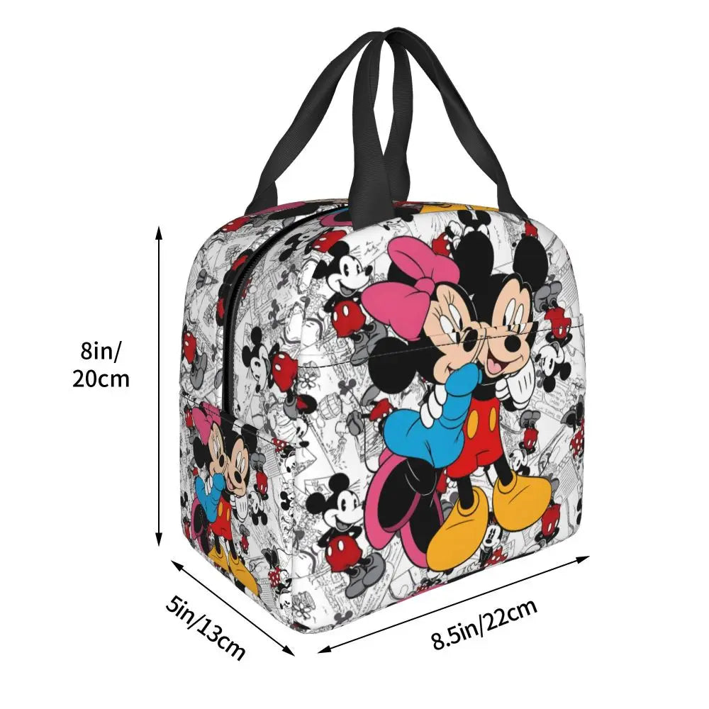 Custom Mickey Pink Minnie Mouse Lunch Bag Women Creative Design Cooler Warm Insulated Lunch Box for Kids School