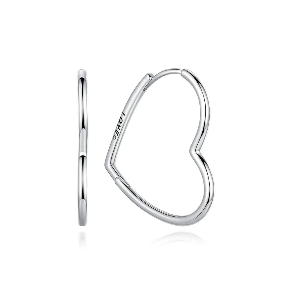 New 2025 Original 925 Sterling Silver Earrings For Women Piercing Hoop Love Heart Earings Rose Gold Wedding Gift Luxury Jewelry