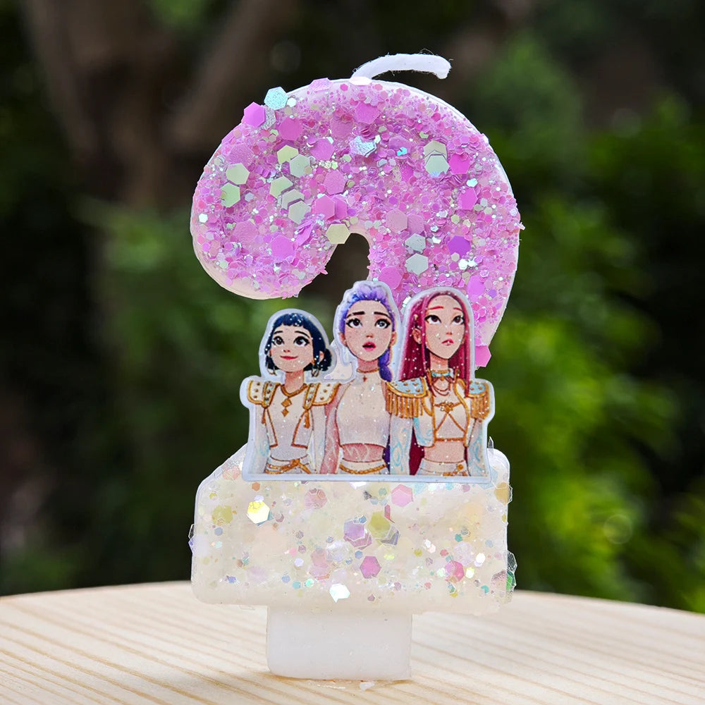 Kpop Demon Hunters Candle Number 0-9 Soccer Candle Cake Decoration Birthday Party for Kids Baby Shower Decor Gift