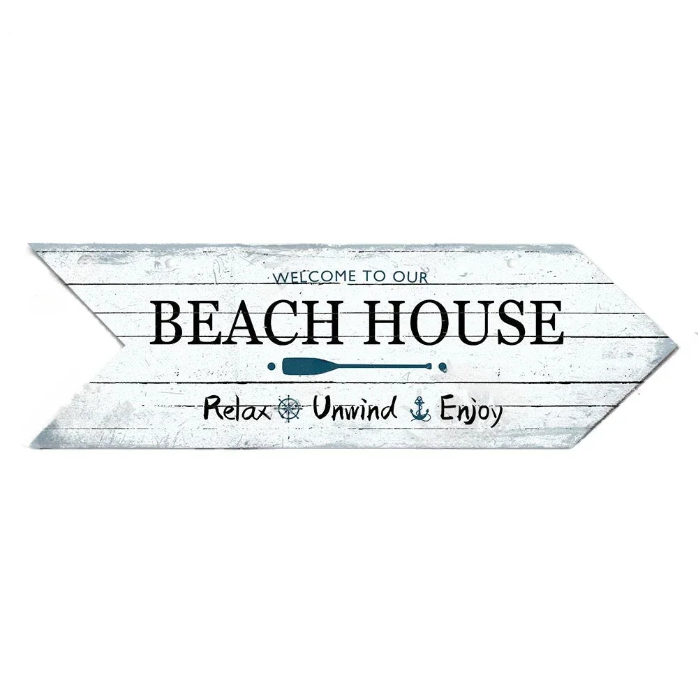 Beach Arrow Wooden Sign Beach Seaside Road Guide Wall Decoration Indicator Hanging Beach House  Wall Plaque Decor