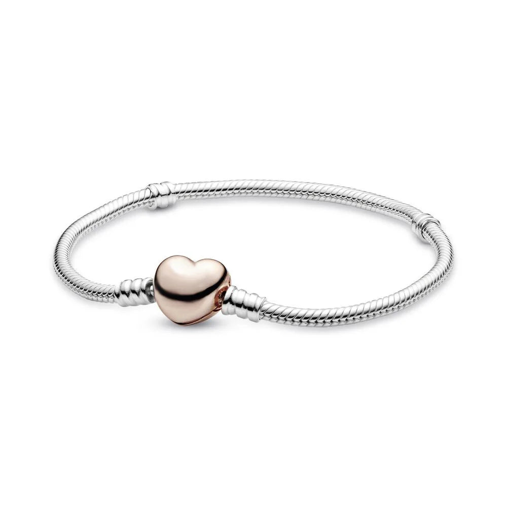 Original hot selling 925% sterling silver fashionable round heart snake bone bracelet for women DIY luxury jewelry gift making