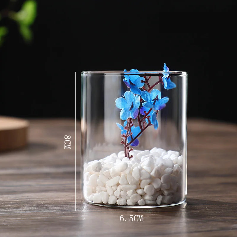 Glass Cylinder Vases Glass Hydroponic Vase Transparent Glass Vase Candle Holders Clear Flower Vase for Tables Wedding Decor