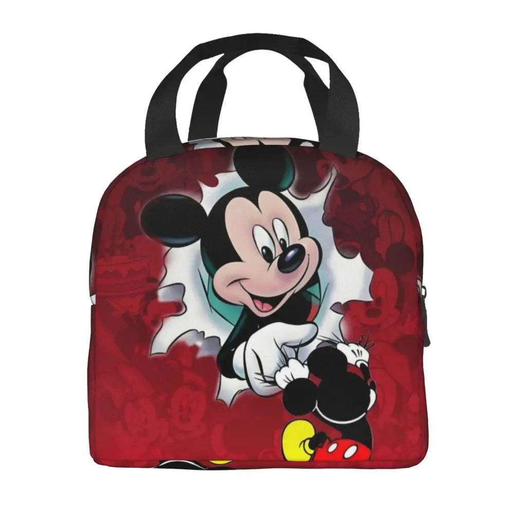 Custom Mickey Pink Minnie Mouse Lunch Bag Women Creative Design Cooler Warm Insulated Lunch Box for Kids School